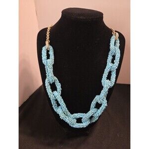 Graziano 34" Light Blue Toned Pebbles Chain Link Necklace, Silvertone Hardware